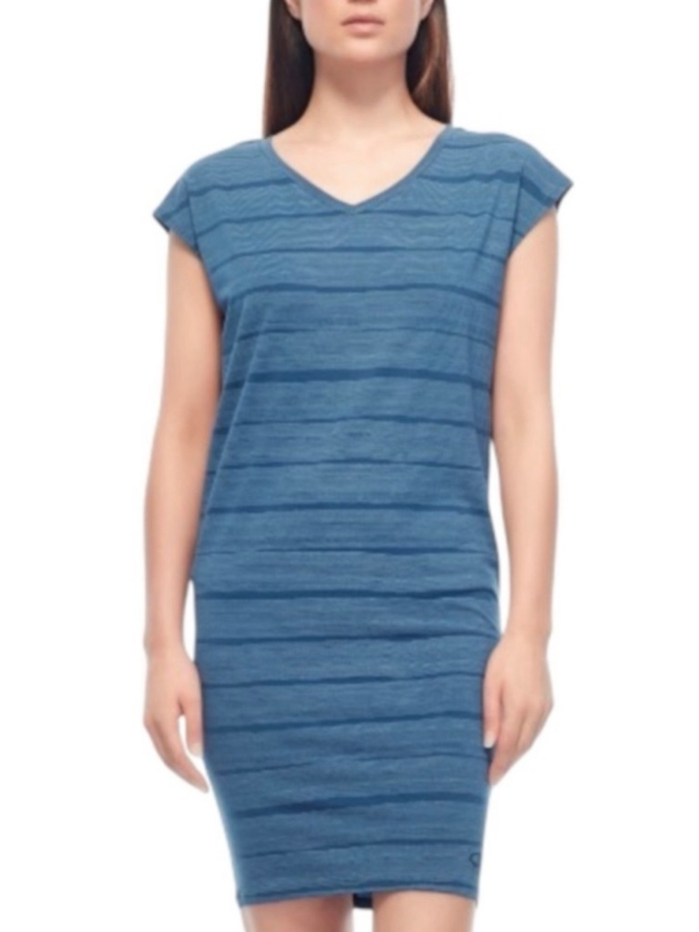 Icebreaker Yanni Dress Combed Lines Blue Size Small